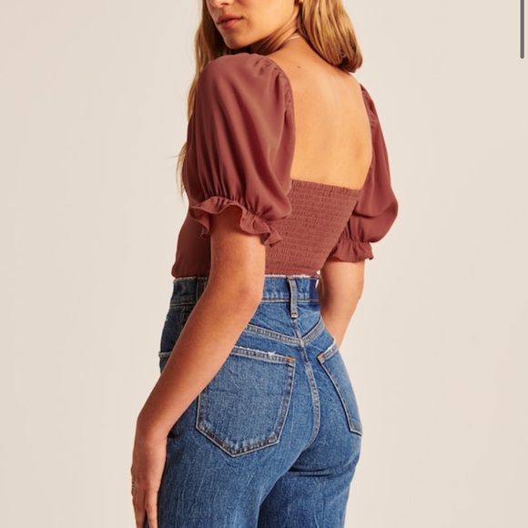 Abercrombie Puff Sleeve Sweetheart Top NWOT - Picture 3 of 3